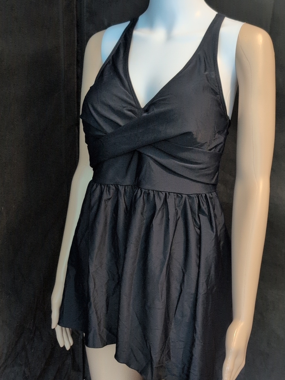 NWOT Black Twist-Front Sleeveless Swimdress